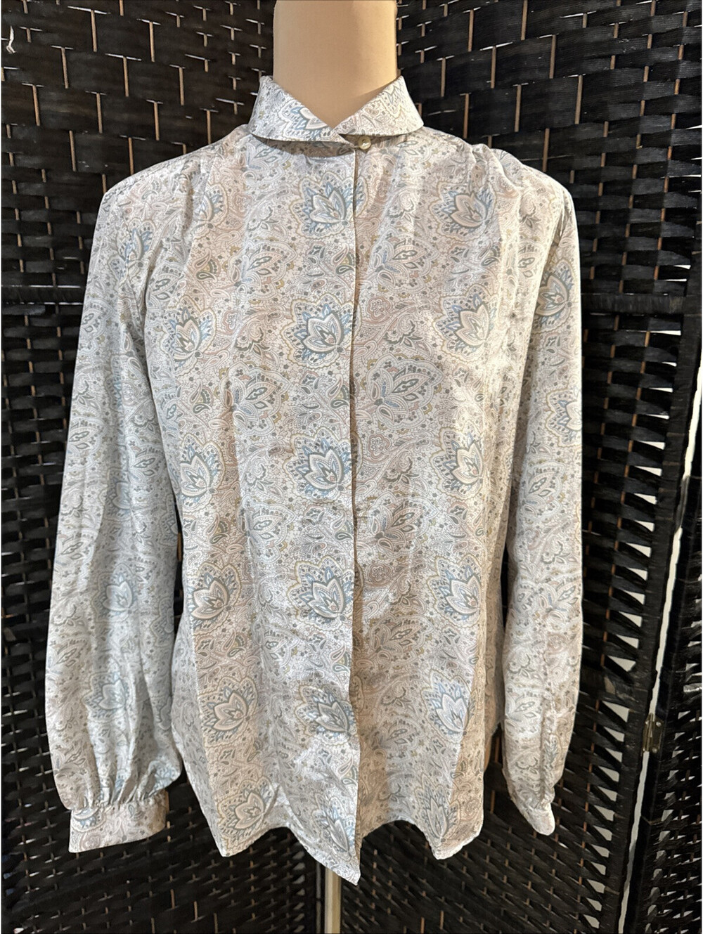 Foxcroft Vintage Floral Paisley Print Shirt Blouse Top Women’s 10